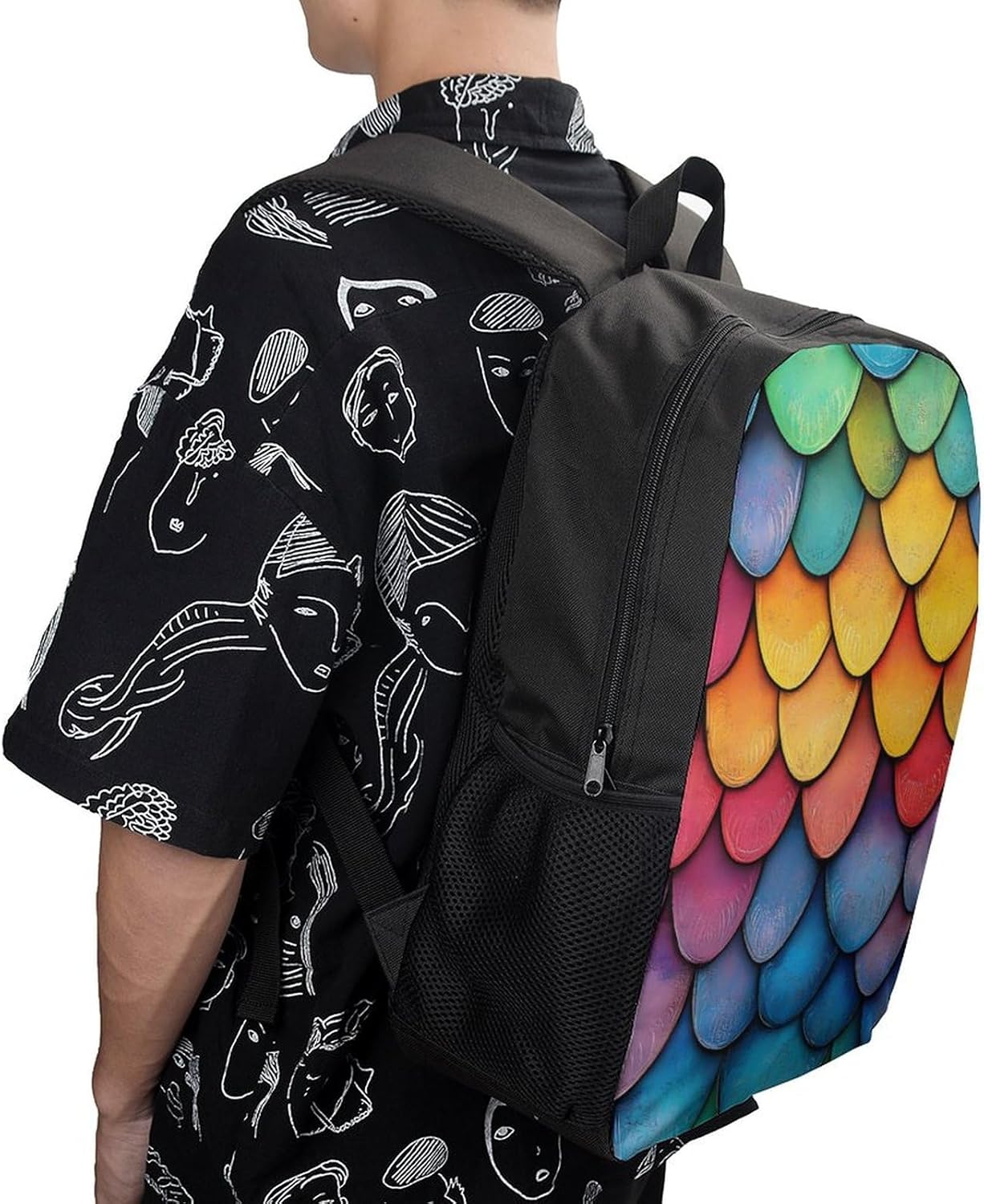 Dragon Scale Laptop Backpack for Men Women 17 Inch Shoulder Bag Travel Daypack