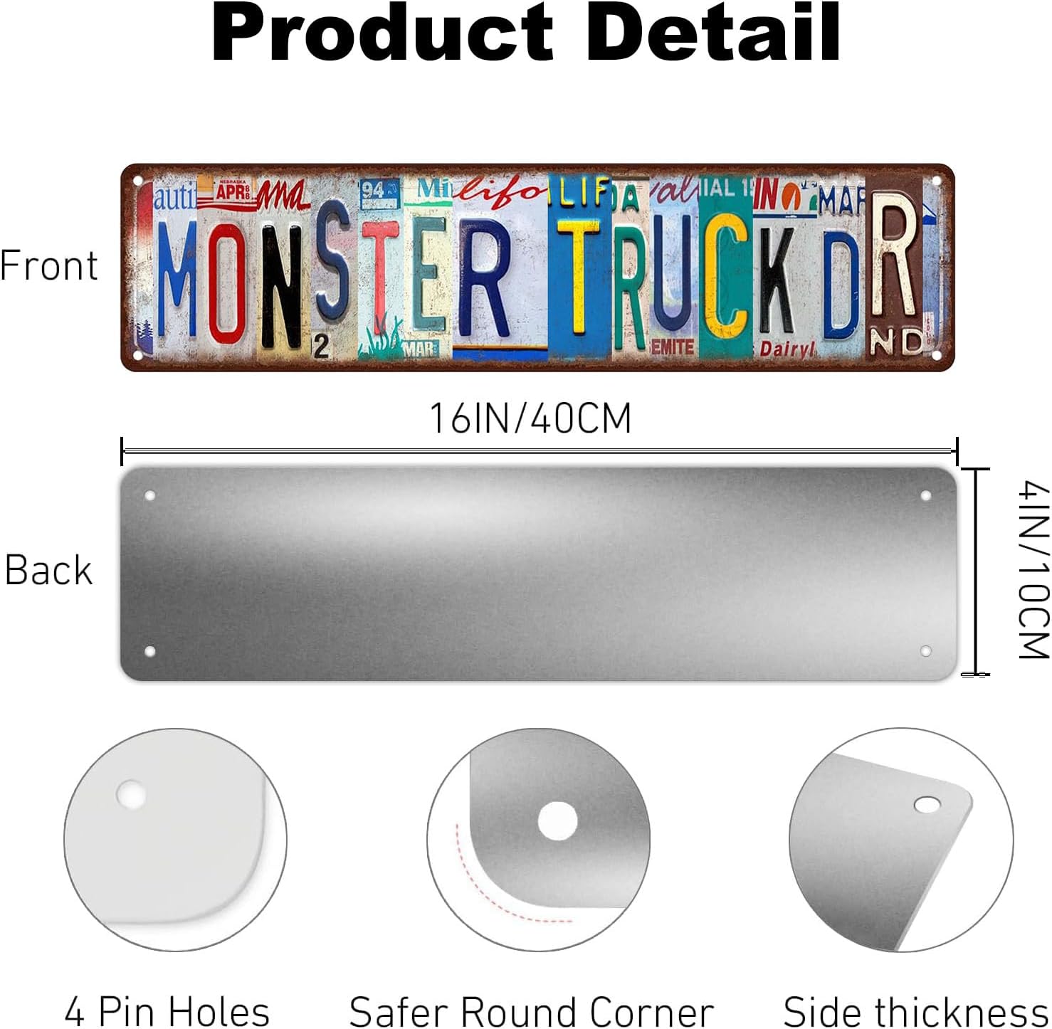 Monster Truck Dr Metal Tin Sign Funny Vintage Slim Street Signs image 2
