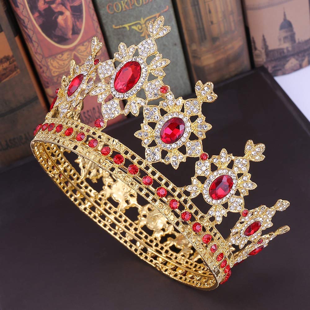 NODG Diadema Principessa In Cristallo Rosso - Corona Regina Per Sposa, Compleanno E Ballo