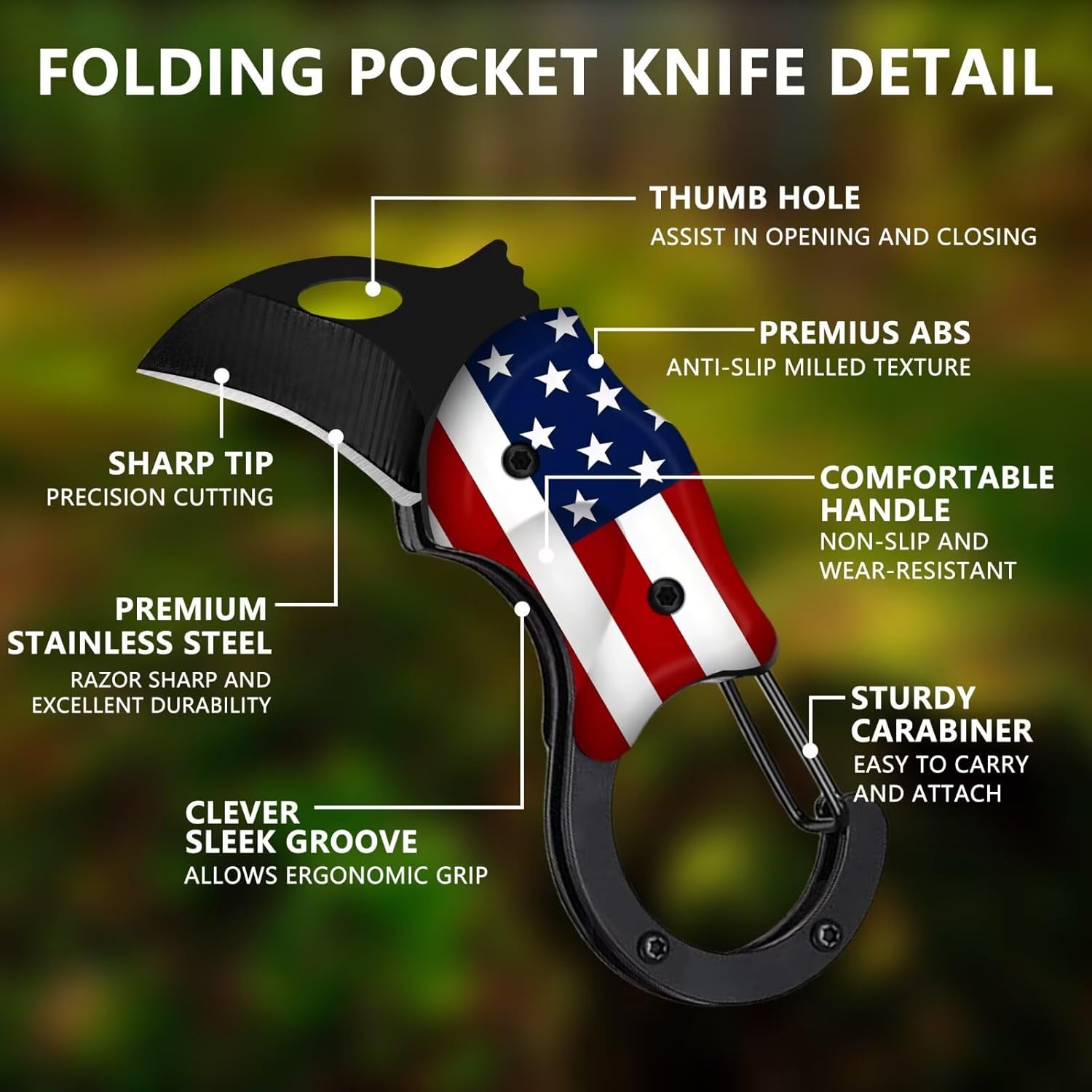 American Flag Pocket Knife for Women Men Black Small Knife Key Chain Edc Portable Box Cutter Mini Folding Knives Ideal Gifts for Men And Women Unique Gadgets