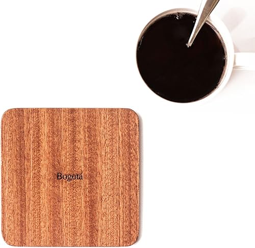 Miniatura 2 de Bogotá Map Coaster, juego de 4, posavasos de madera Sapele con mapa de la ciudad, múltiples ciudades opcionales, hecho a mano