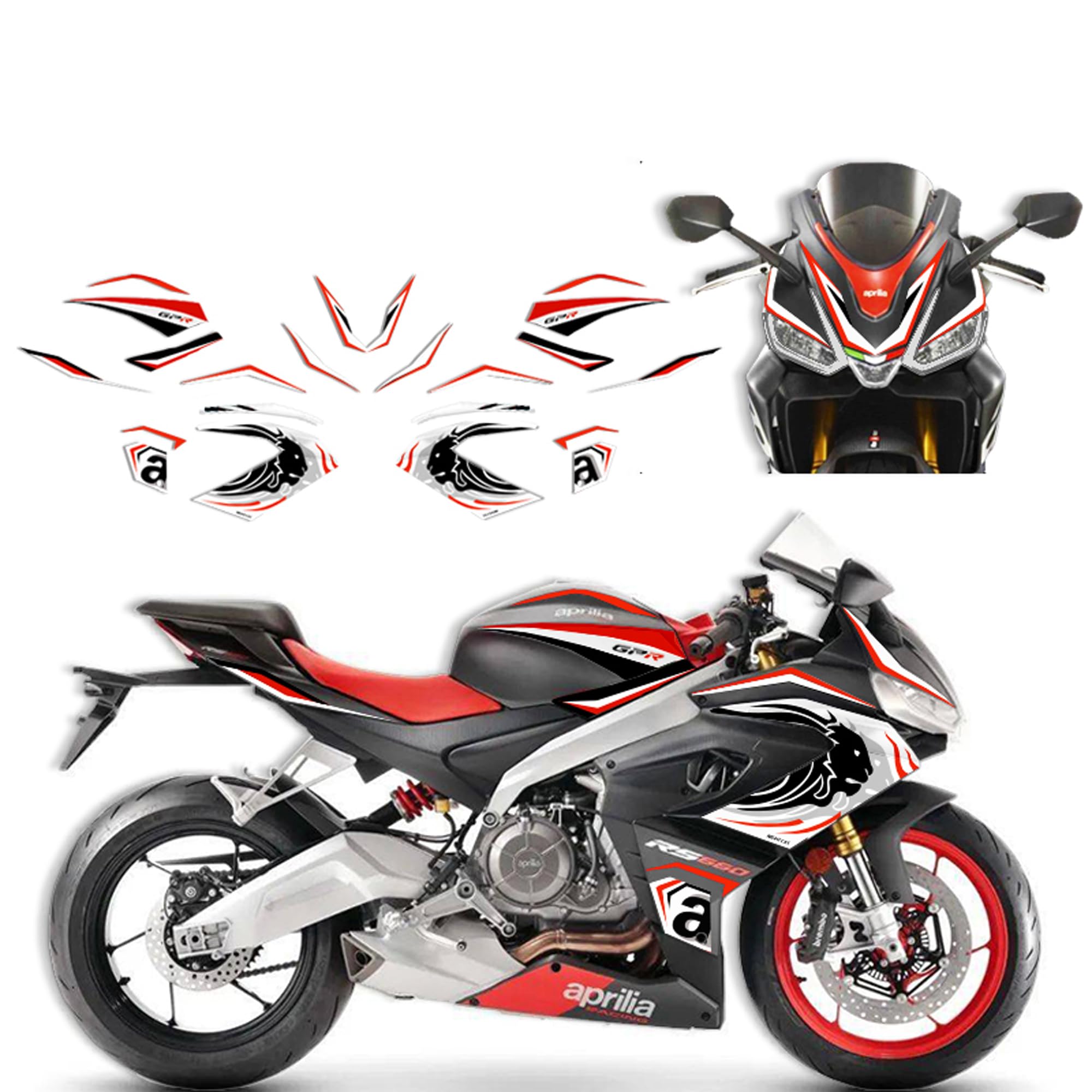 Resin Bike Autocollant Moto Compatibles Avec Aprilia Tuono-RS 660 2020-2023. Protection De Réservoir Moto Contre Les Chocs Et Les Éraflures. Autocollant 3D Résinés Made In Italy