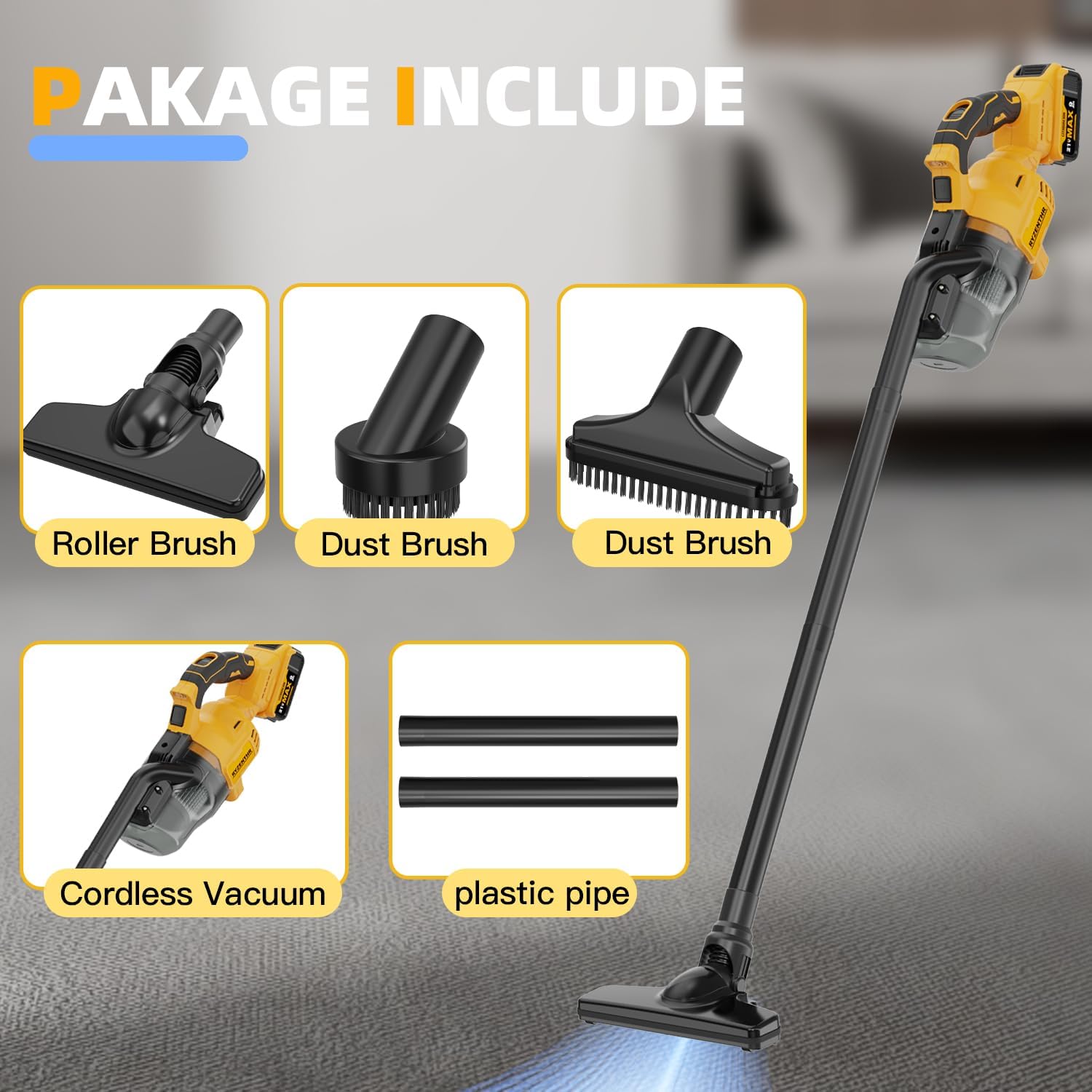 Cordless Vacuum for DE-Walt 20V Battery, 5-in-1 Handheld Electric Vacuum Cleaner with 500W Powerful Motor, 46 CFM Portable Hand Vacuum with HEPA Filter for Car, Carpets, Furniture (Tool Only) - Image 8