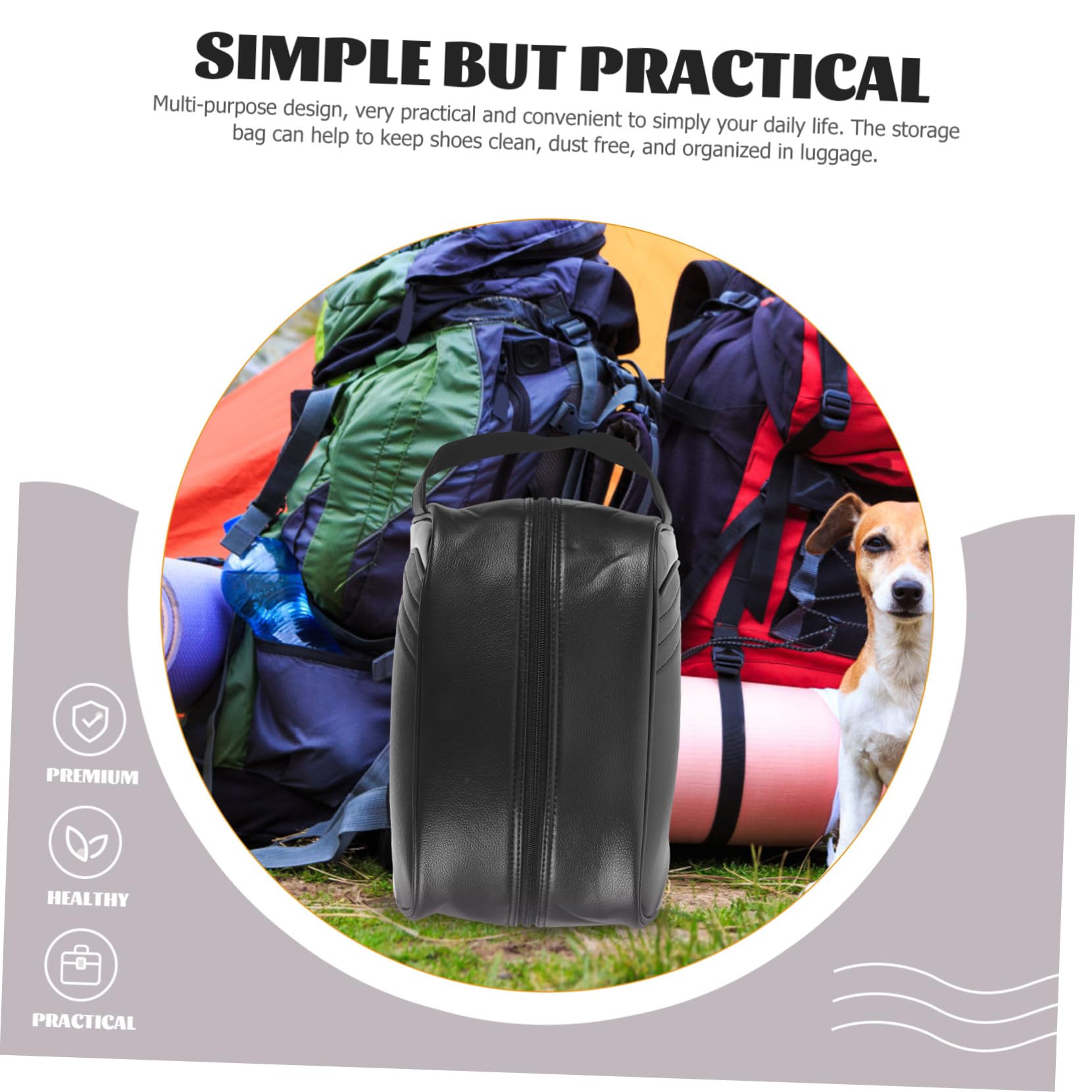 Baluue Praktische Golfschuhtasche aus Leder und Tragbar Multifunktionaler Reise Schuhbeutel für Täglichen Gebrauch und Sport in Schwarz