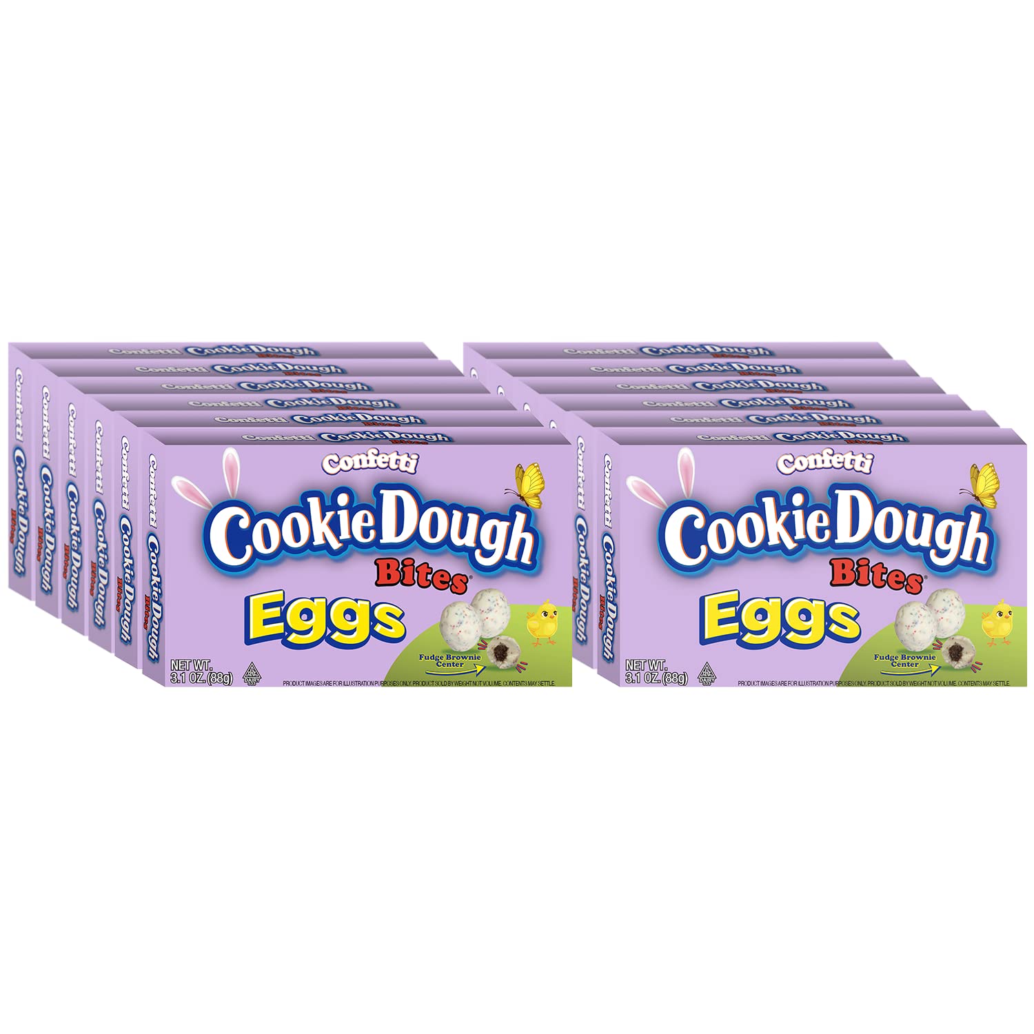 Cookie Dough Bites - Confetti 'Eggs' - Easter Candy - Chocolate-Covered Edible Cookie Dough Bites - Egg-Free Edible Cookie Dough Candy -12 Count (3.1 oz each)