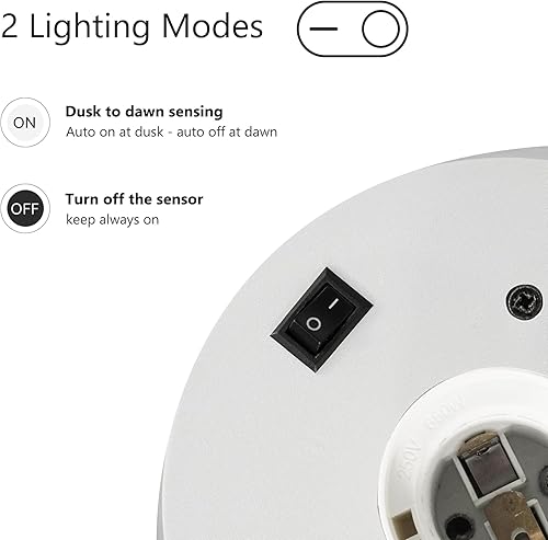 Miniatura 5 de Lámpara de pared blanca para porche al aire libre, del atardecer al amanecer, accesorio de iluminación exterior grande de 13 pulgadas para la puerta