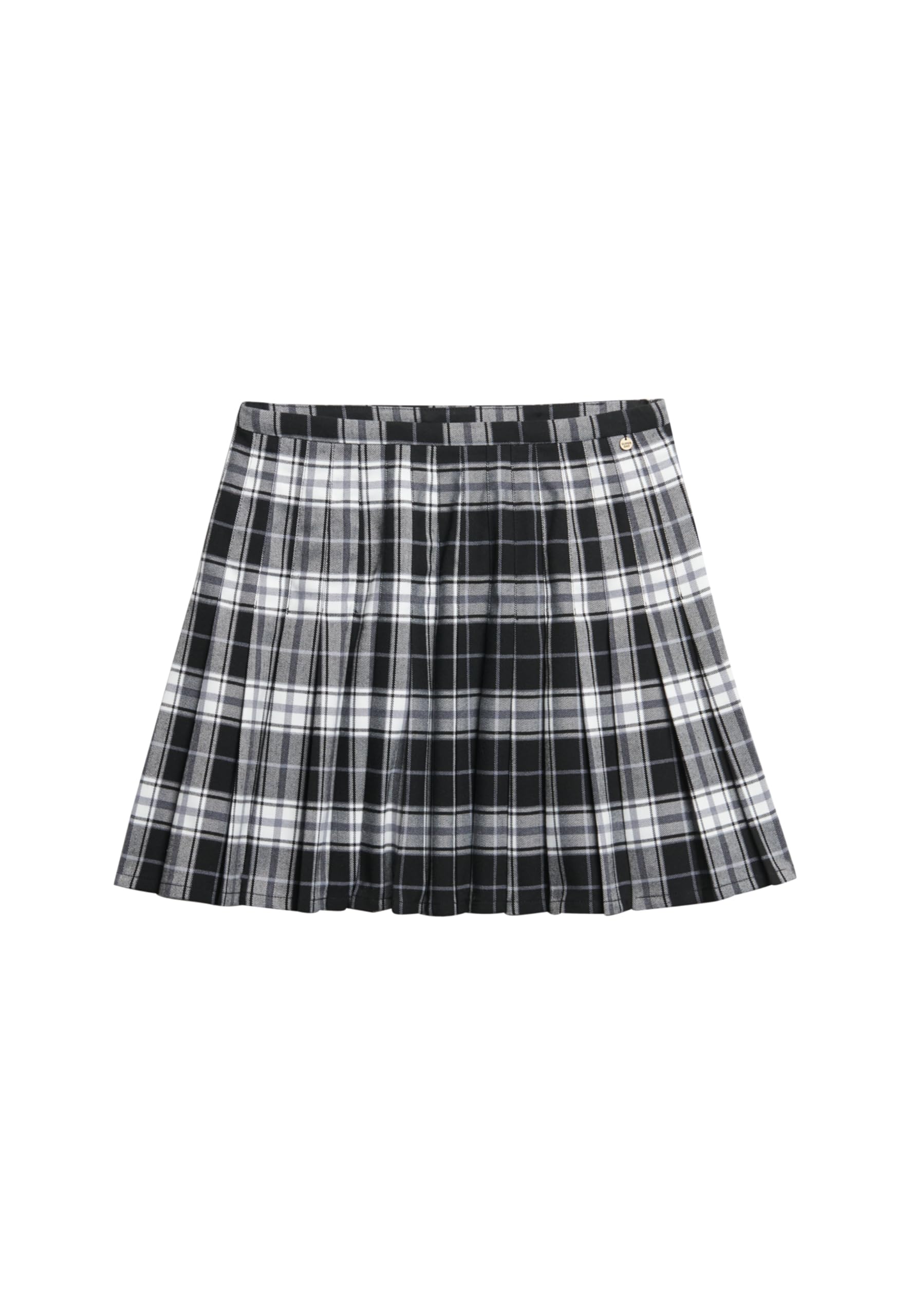 Superdry Women's White/Black Box Check Pleated Mini Skirt, 10