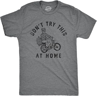 Mens Dont Try This at Home T Shirt Funny Drinking Partying Drunk Motorcycle Keg Tee for Guys