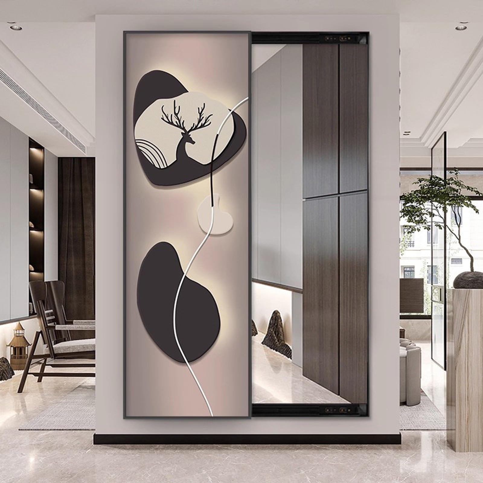 Miroir Pleine Longueur de Coiffeuse Peinture Décorative Haut de Gamme Miroir Dissimulé