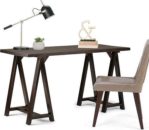 Miniatura 237 de SIMPLIHOME Sawhorse - Mesita de noche de madera maciza de 24 pulgadas de ancho, moderna, industrial, color gris envejecido, para sala de estar y