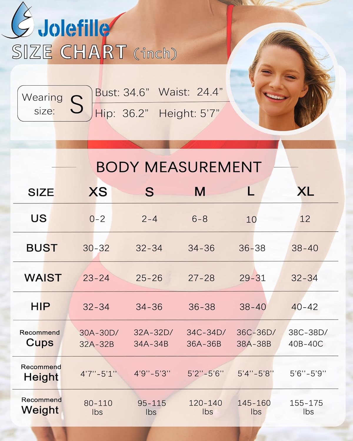 Jolefille Underwire Bikini Sets for Women High Waisted Swimsuits Tummy Control Ribbed Bathing Suits 2 Piece Push Up Swim Suit