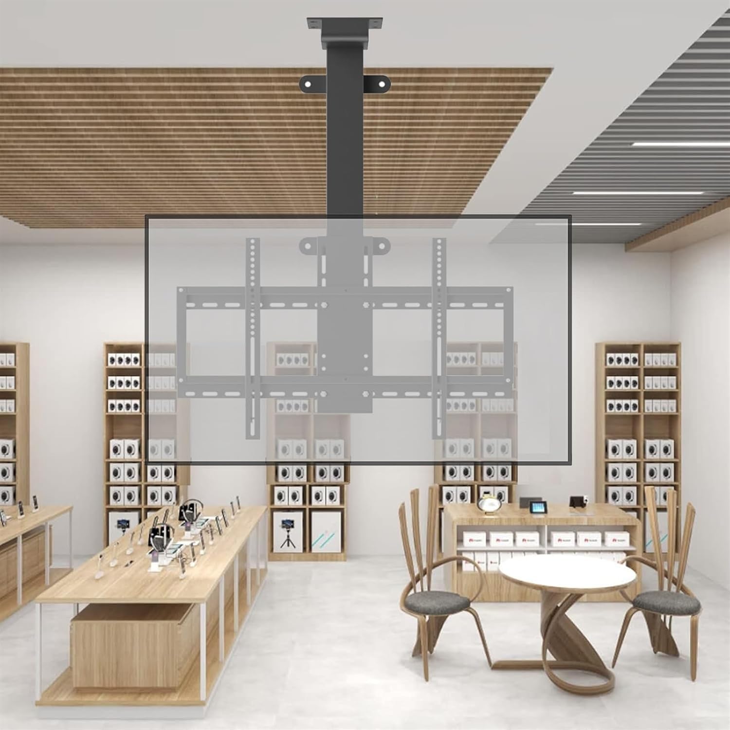 Electric TV Ceiling Mount - TV Floor Stand,Fits 32-75 Inch TVs Telescopi Lifting TV Stand,with Remote Control and Line Control Height Adjustable TV Mount,Auto Lifting Electric