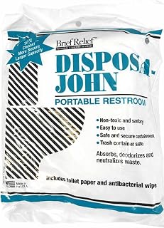 Brief Relief For Disposa-John, Go Anywhere Portable Toilet Kit. Portable Waste Management Kit – Travel and Emergency Relief Solution - MILITARY STOCK NSN 4510-01-379-1341 - PACK OF 3