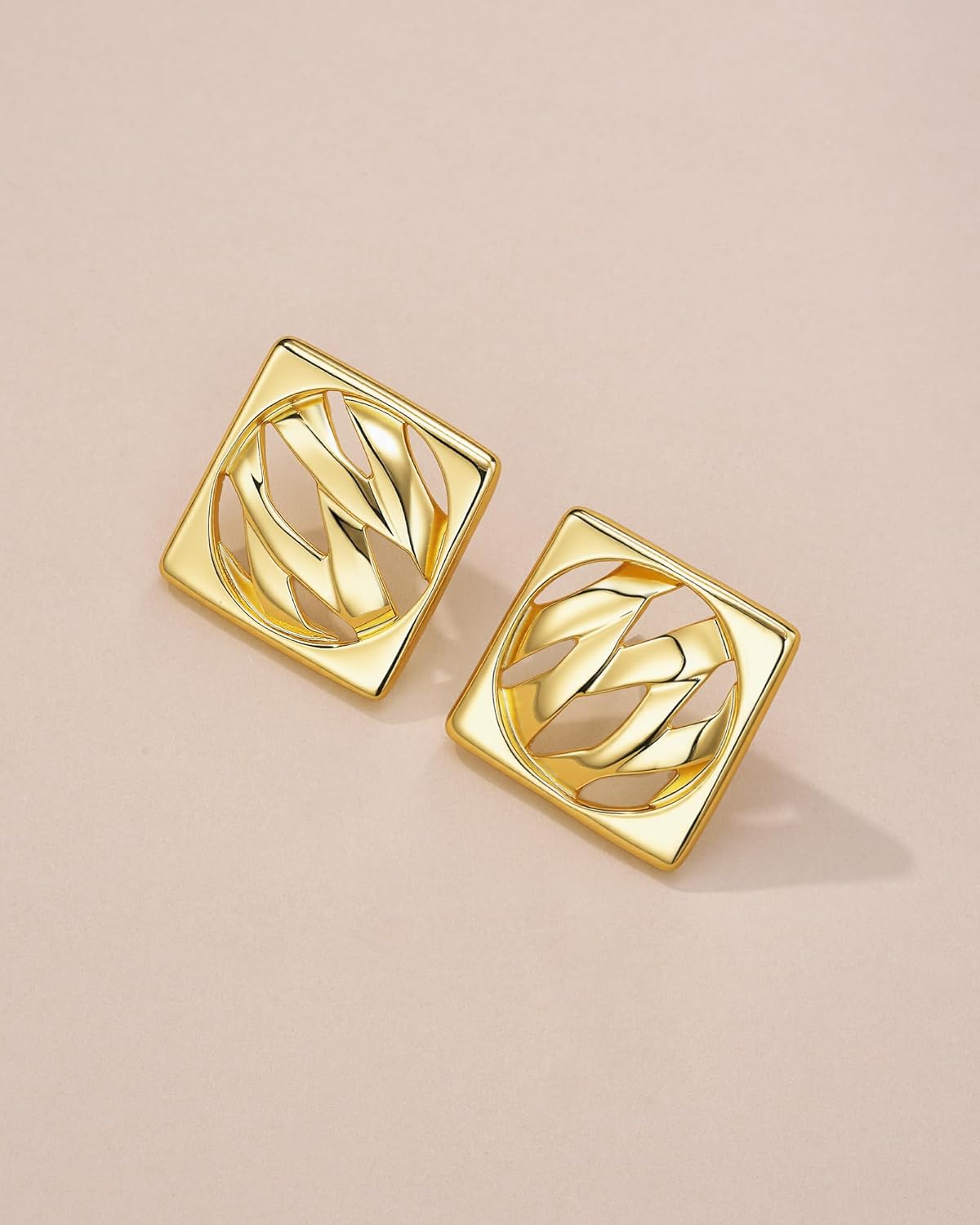 SNGIA18K Gold Plated Dangle Textured Ribbed Irregular Large Leaf Statement Earrings for Women by SNGIA, Handmade Dramatic Geometric Trendy Summer Drop Leaf Flower Jewelry Gifts, Bold Beachy Vintage Plant Fashion Drop Accessories, Vintage Nickle Free Floral Dangling Earrings. - Image 5