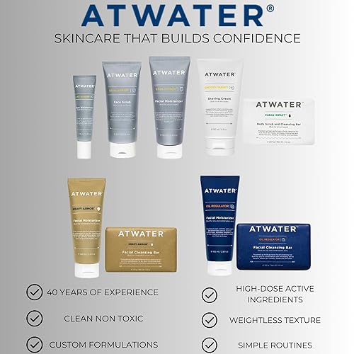 Miniatura 5 de ATWATER Paquete Daily Skin Essentials, kit completo de cuidado de la piel para hombres con crema hidratante facial galardonada, crema para ojos y