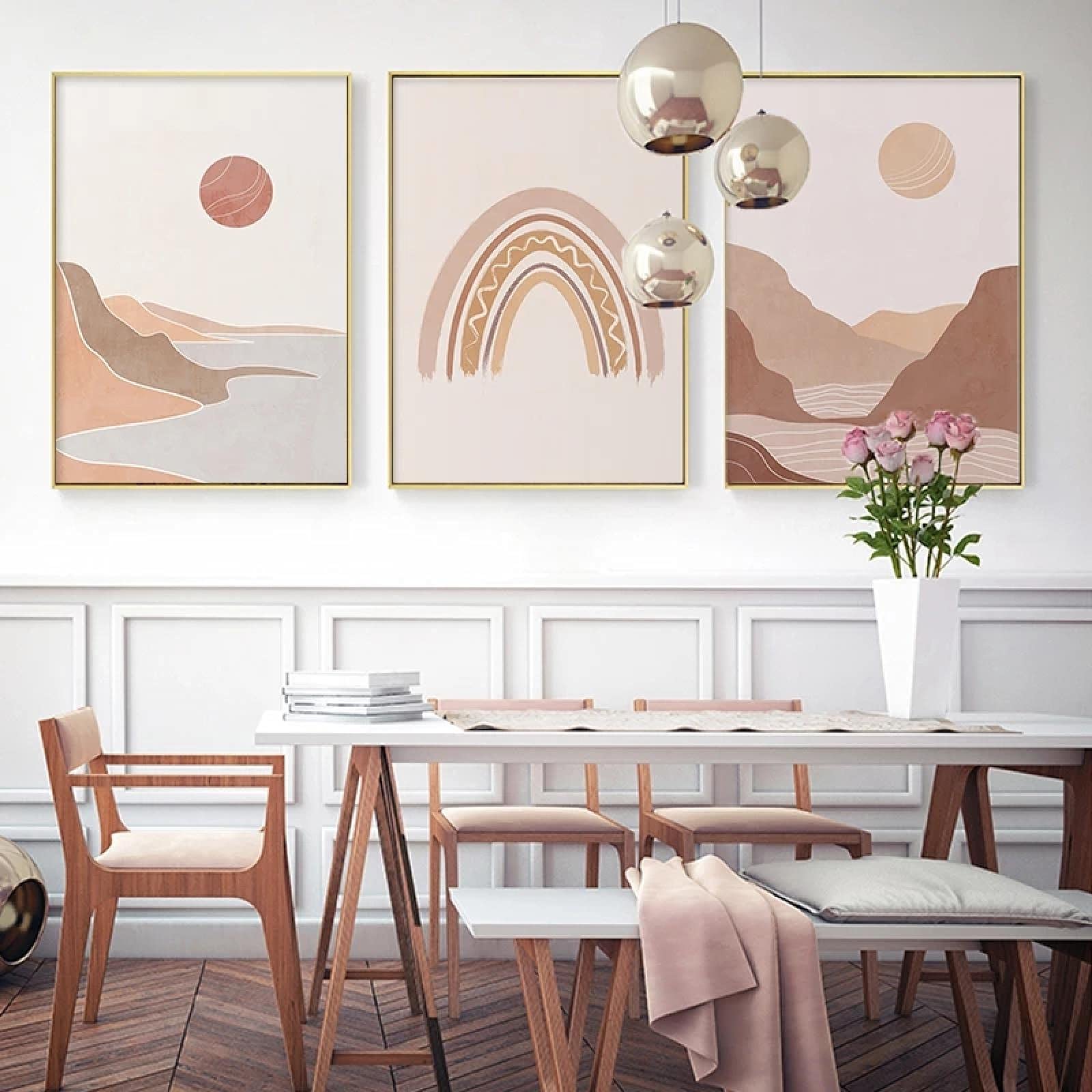 Toile paysage abstrait boho chic 60x80 cm triptyque salon - 8