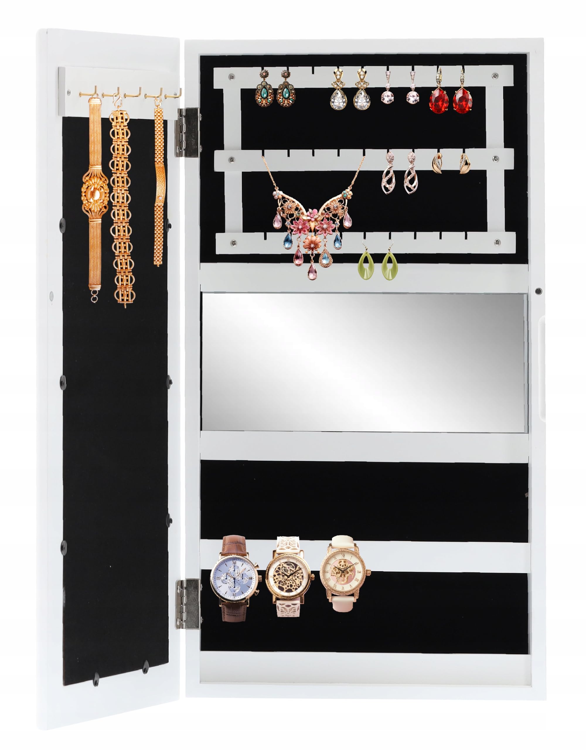 Hanggende Sieradenspiegelkast met Opbergruimte - Elegant & Functioneel