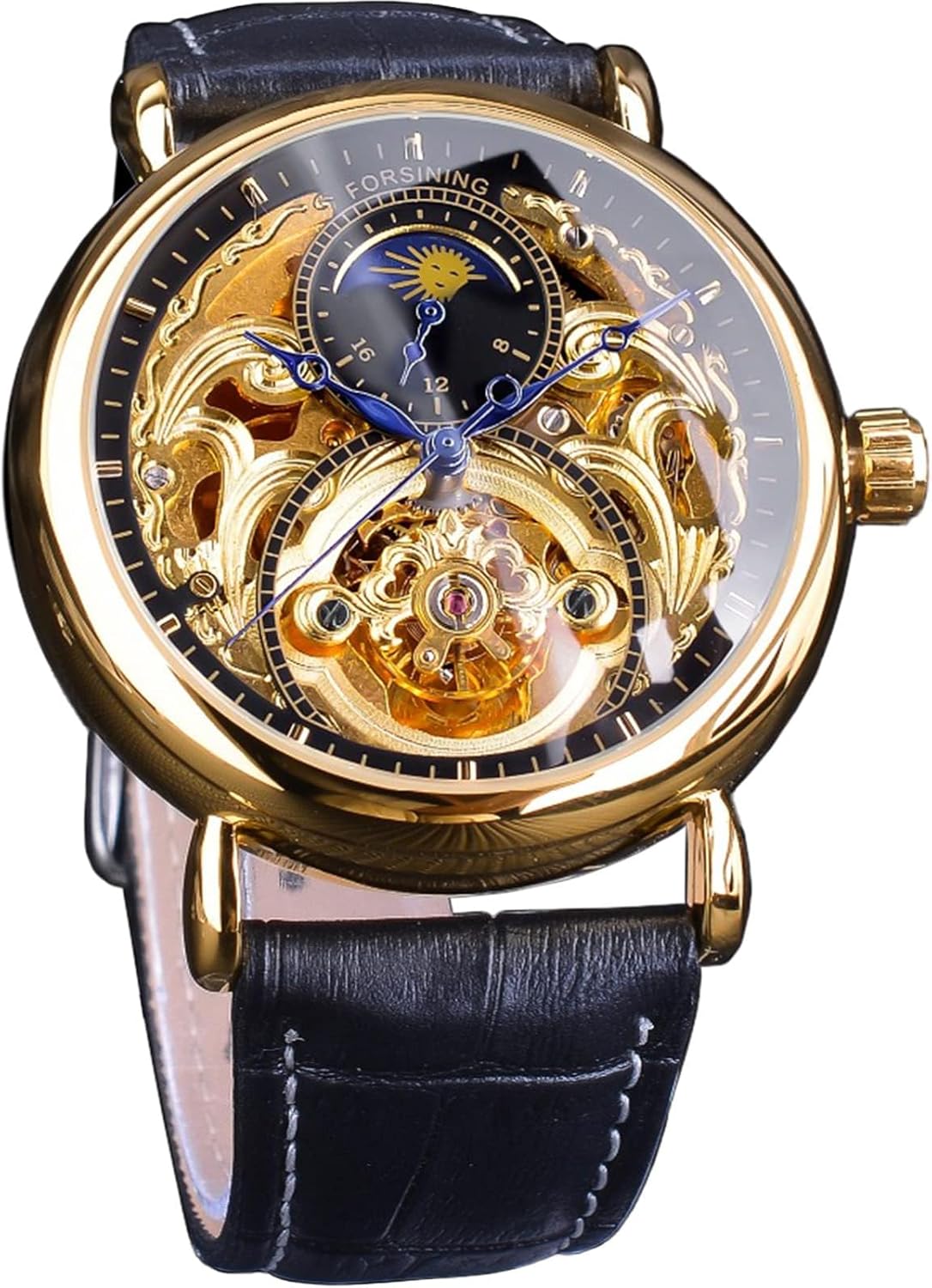 FORSINING Luxury Men’s Watch with Moon Phase & Tourbillon,