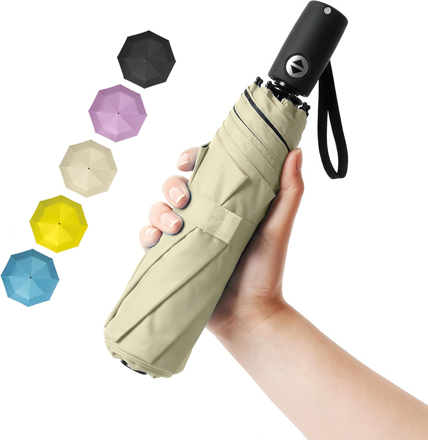 BAODINI Compact Travel Umbrella Small Windproof Auto Open Close for UV Sun Protection UPF 50+ and Rain Fits Backpack Purse & Suitcase