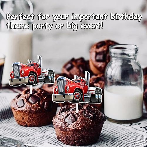 Miniatura 7 de 18 piezas de purpurina roja para decoración de postre para automóvil, decoración temática de autos de carreras, suministros de decoración para baby