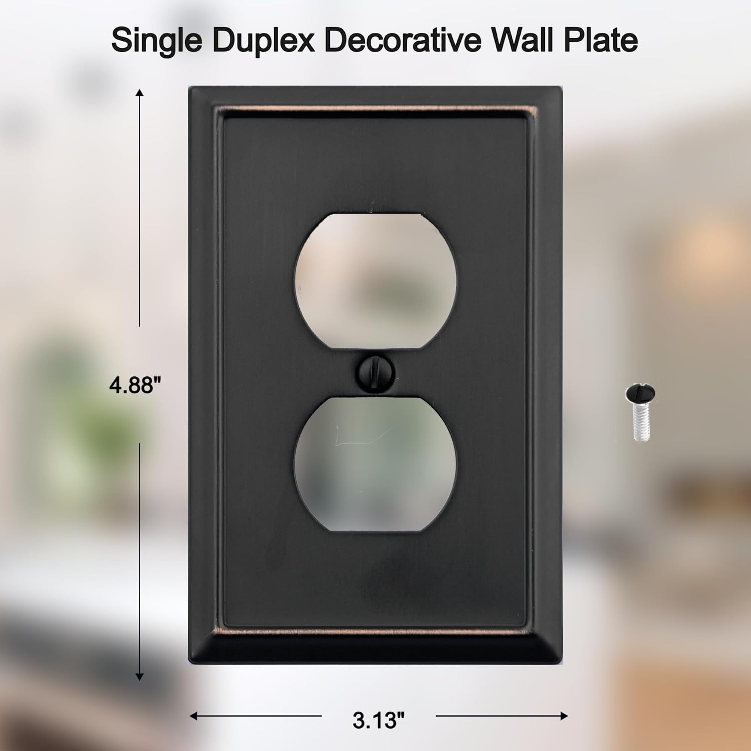 OKAWYC Single Duplex Outlet Light Switch Cover Aria Metal Wall Plate, 4-Pack Aged Bronze 1 Gang, for Receptacle Light Switch, Switch Cover Decorative Wallplate, Durable