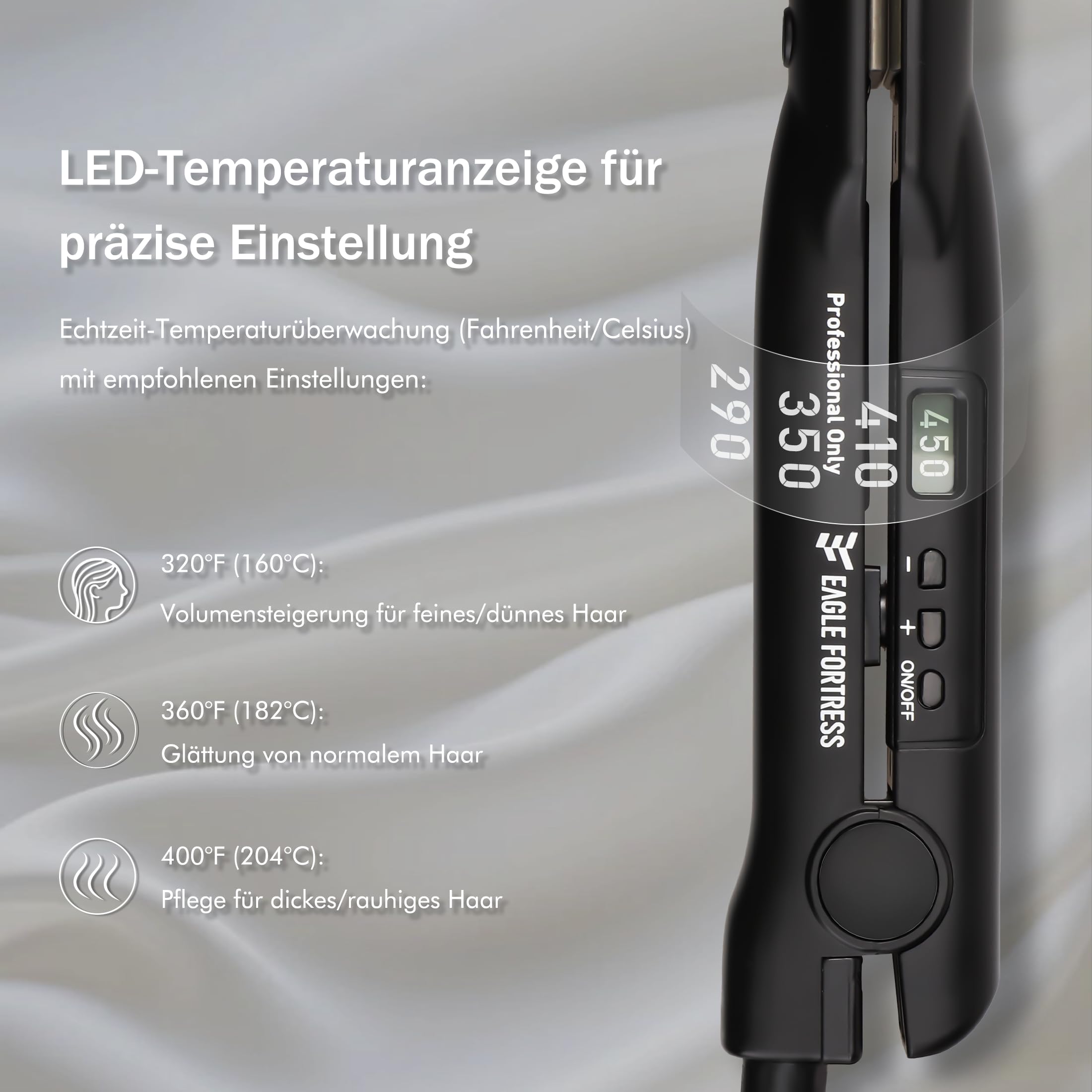 EAGLE FORTRESS Professionelles 2-in-1 Glätteisen mit Keramikplatten