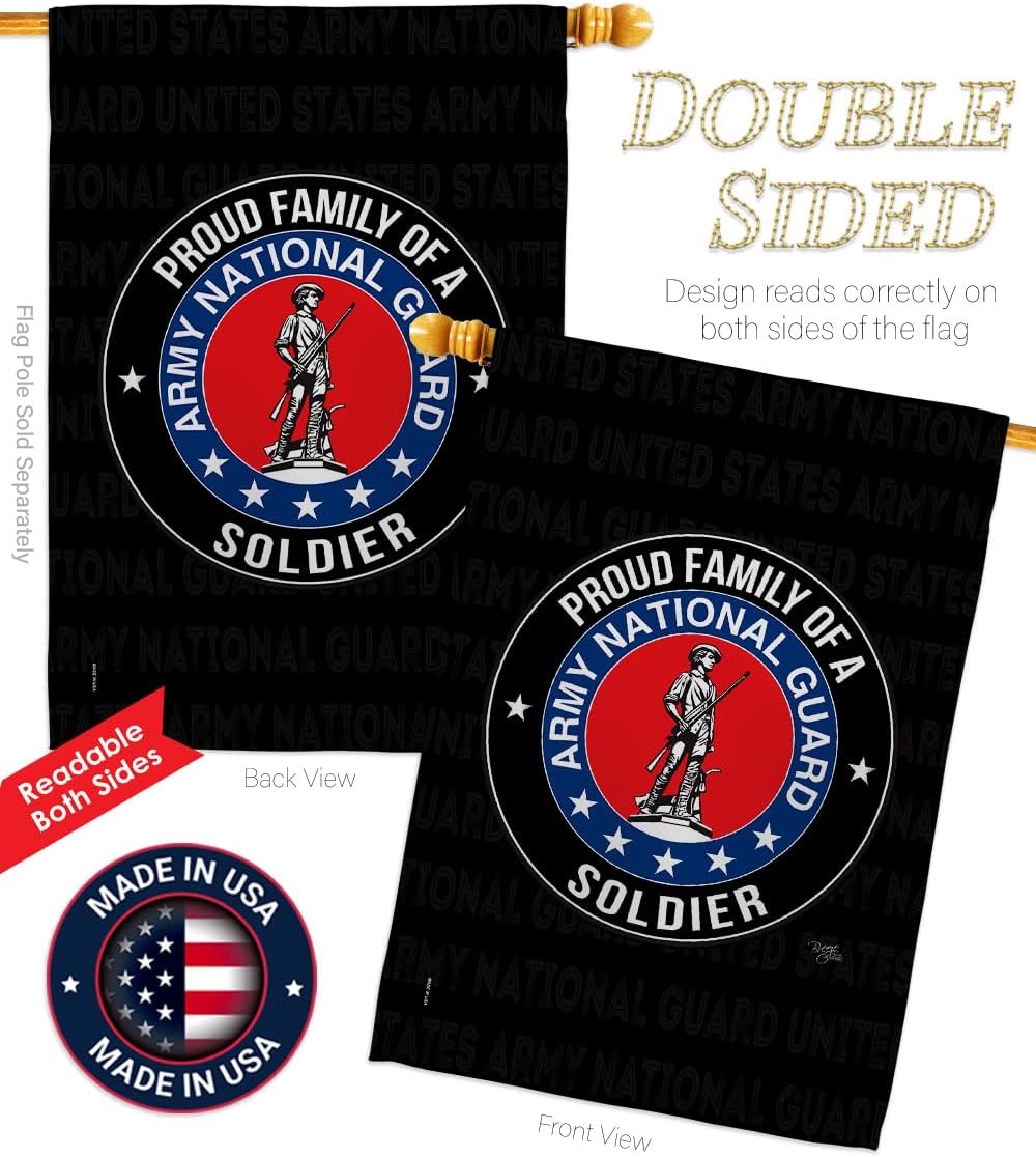 Army Proud Family Soldier House Flag - Armed Forces National Guard ANG United State American Military Veteran Retire Official - Banner Small Garden Yard Gift Double-Sided Made In USA 28 X 40