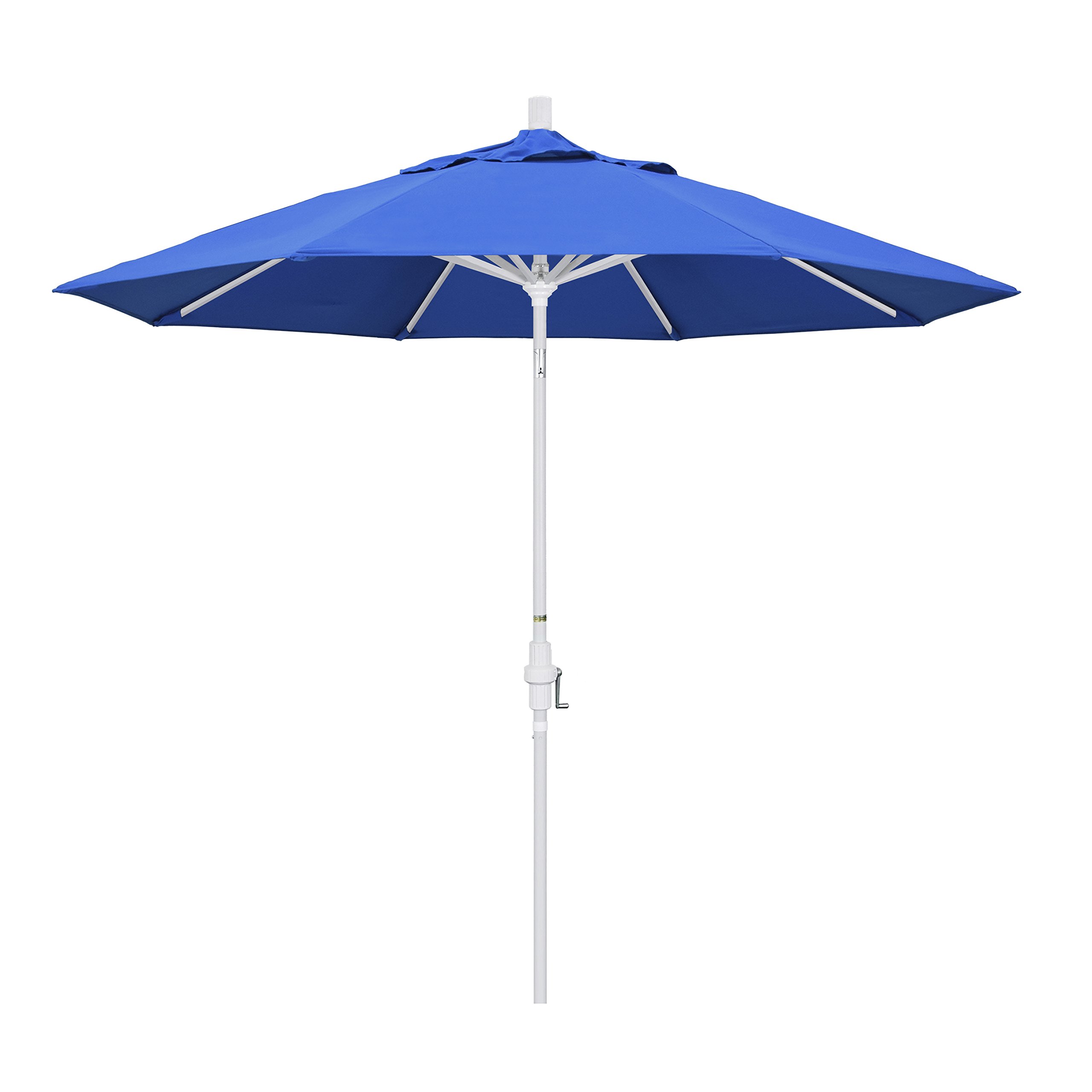California Umbrella 9' Round Aluminum Market Umbrella, Crank Lift, Collar Tilt, White Pole, Royal Blue Olefin : Patio Umbrellas : Patio, Lawn & Garden
