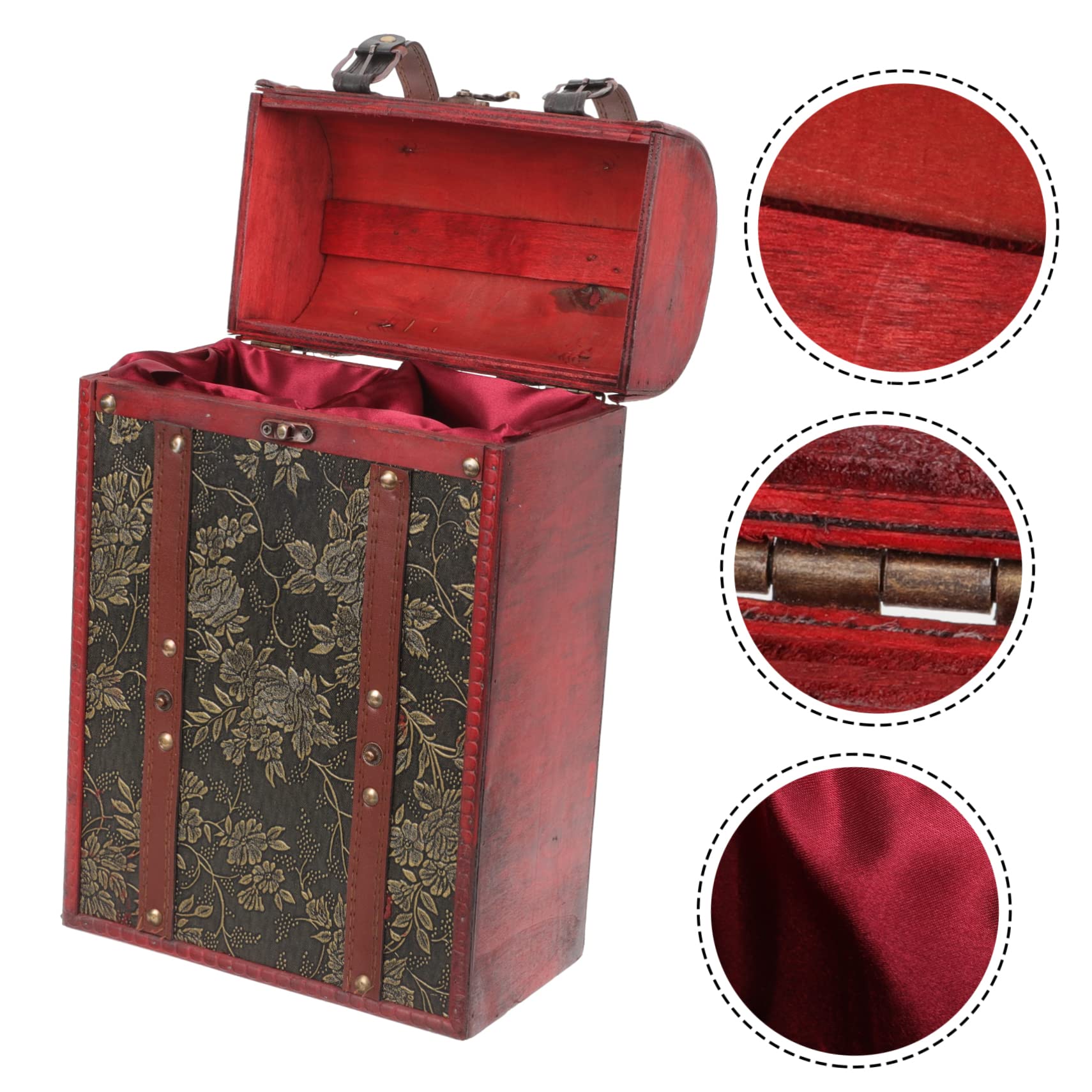TOPBATHY Scatola Vino in Legno Retrò a Doppia Bottiglia Interno | Pu, Fissaggio Stabile, Resistente All’usura, Confezione Raffinata per Regalo e Trasporto Colore Casuale