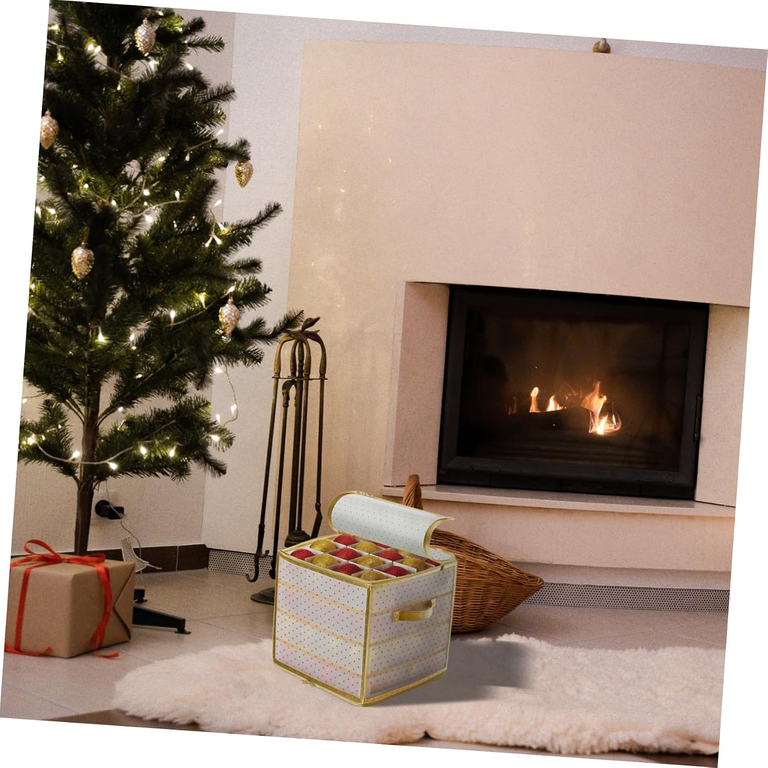 Christmas Ornament Storage Box Compartments Convenient Handles for Organizing Holiday Decorations and Accessories