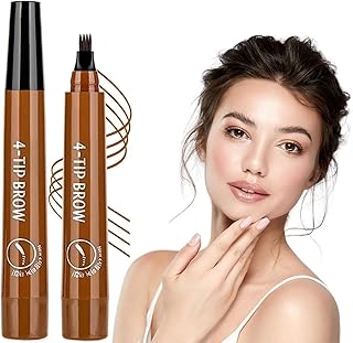 2025 Upgraded Magic Eyebrow Pencil - 3D Waterproof, Sweatproof & Long-Lasting All Day 4-Tip Microblading Brow Pen for Vivid & Hair-Like Brows Contouring & Precise Magic with 4 Fork (Light Brown)