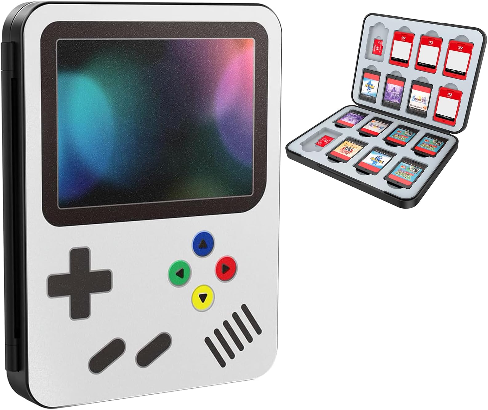 HEIYING Switch Game Card Case for Nintendo Switch 2/ OLED / Lite,Custom Pattern Memory Games Holder Case with 16 Game Card Slots and 16 Micro SD Cards Slots