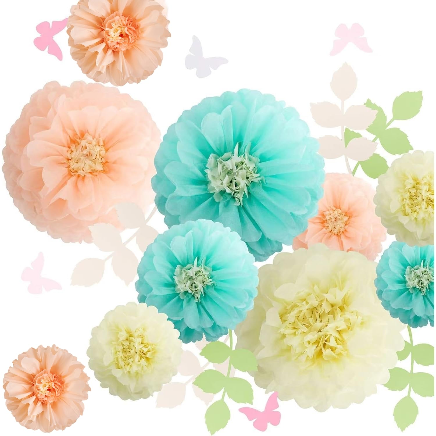 9 Piezas Pompones de Papel Verde, Flores Pompom de Papel de Seda, Pompones Decoracion Fiesta, Flores de Papel Decoracion para Fiesta Carnaval y Cumpleaños, Navideñas, Ceremonia de Boda (15/20/25cm)