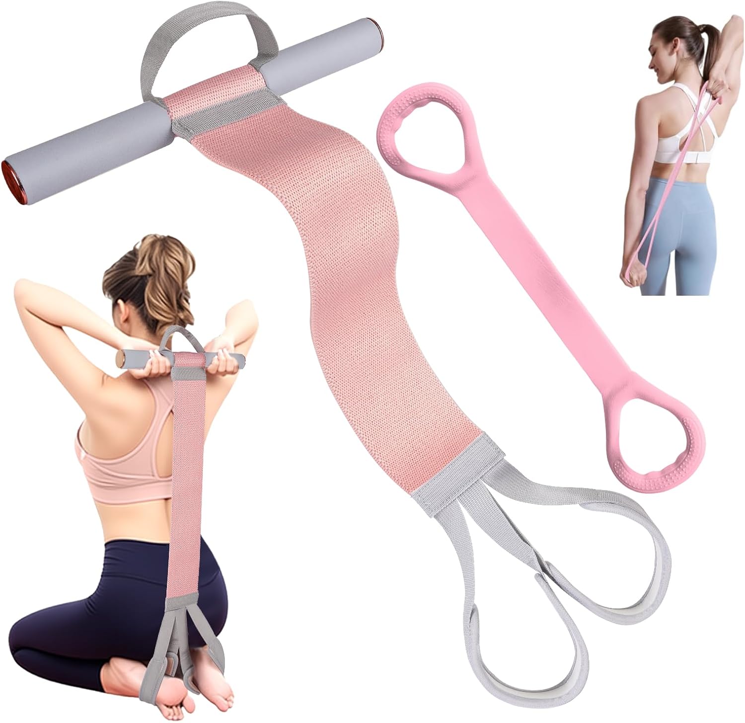 Fabric Resistance Band with Handles,Non-Slip Foot Pedal Puller Resistance Band for Legs & Glutes Working Out