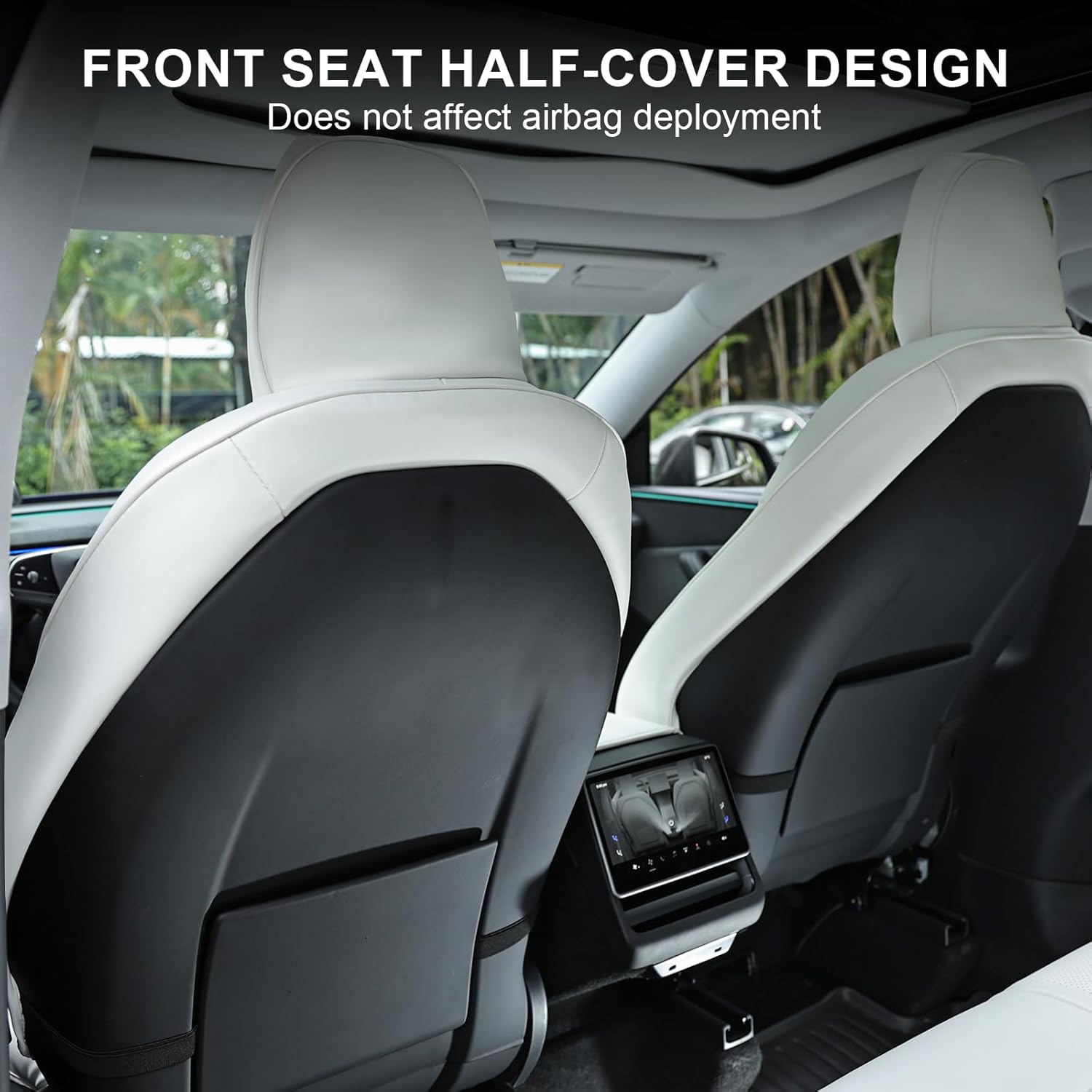 Seat Covers for Model Y Juniper White Nappa Leather Seat Protector Set for Model Y Juniper Interior Accessories 2025.03+(White)