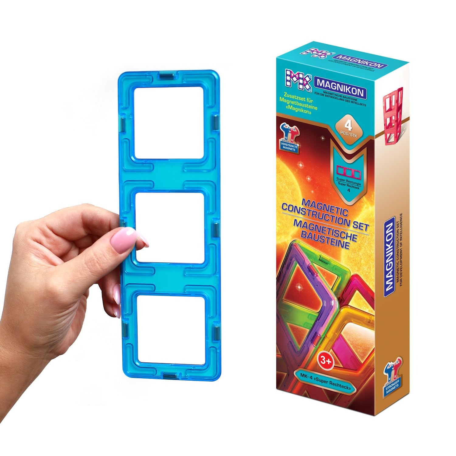 MAGNIKON Magnetische Bausteine Ersatzset Super Rechtecke, Magnetbausteine Rechteckig, Magnetsteine Erweiterung, Montessori Spielzeug, Magnete für Kinder ab 3 Jahre