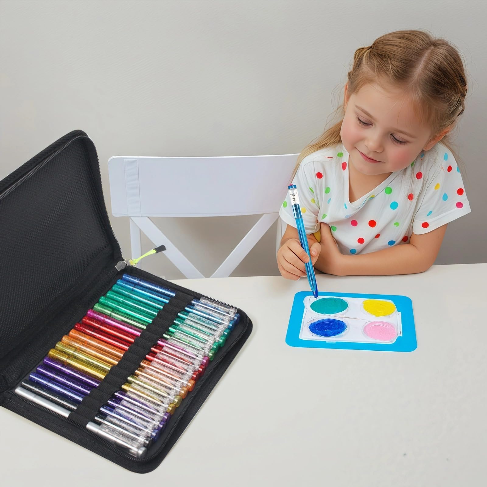 Stylos gel pailletés pour coloriage adulte, lot de 18 couleurs avec sac de rangement Oxford, double effet scintillant, écriture fluide, pointe 1,0 mm pour tracés précis