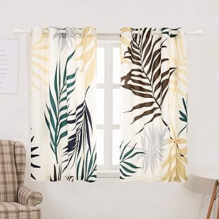 subrtex Printed Curtains Room Darkening for Bedroom Living Room Kids Room Dining Room Valance Colorful Window Drapes 2 Panel Set (52' x 63', Yellow)