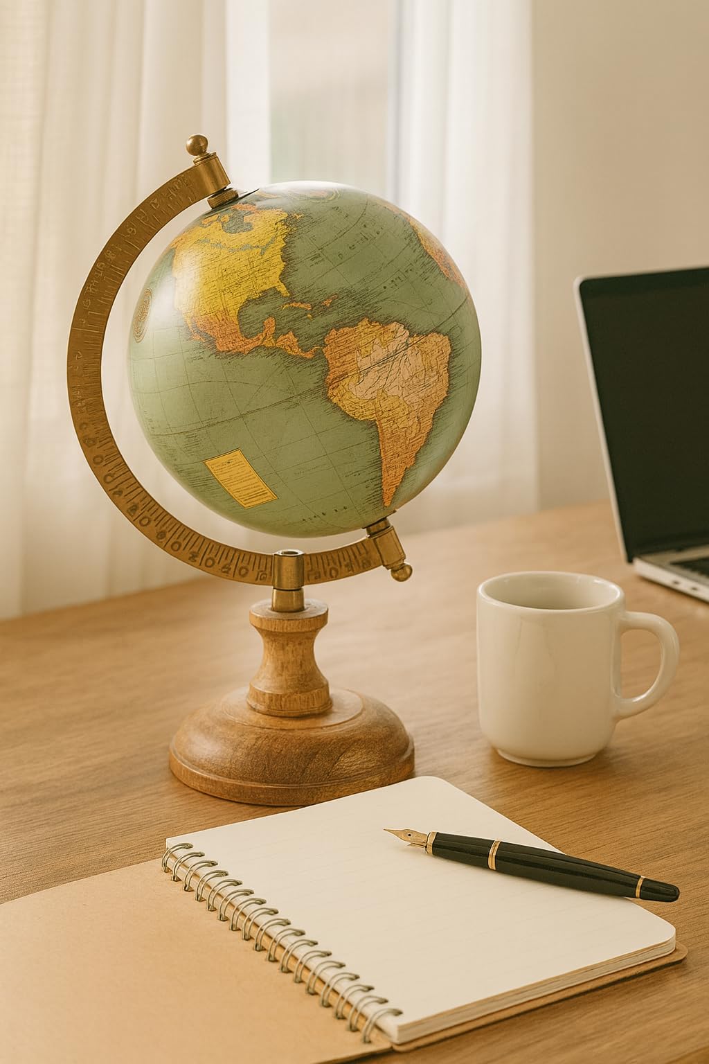 Globe terrestre, Globe terrestre Vintage avec Pied, diamètre 12,5cm