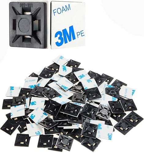 XHF - Organizador de cables con sujetadores de plástico y auto-adhesivo para pegar en la pared, color negro, 0.82 pulgadas, Negro