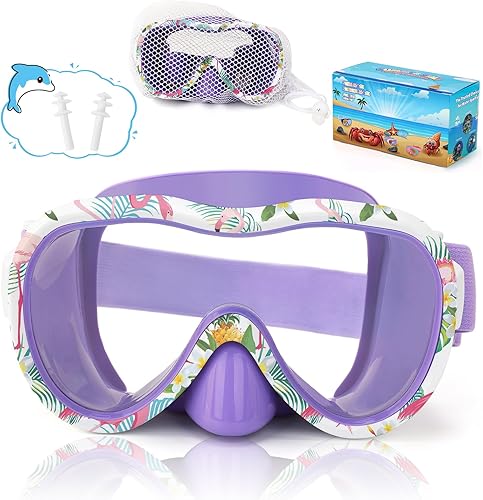 Miniatura 12 de Gafas de natación para niños, máscara de buceo, máscara de buceo, gafas de natación con cubierta de nariz y correas elásticas anchas con bolsa de