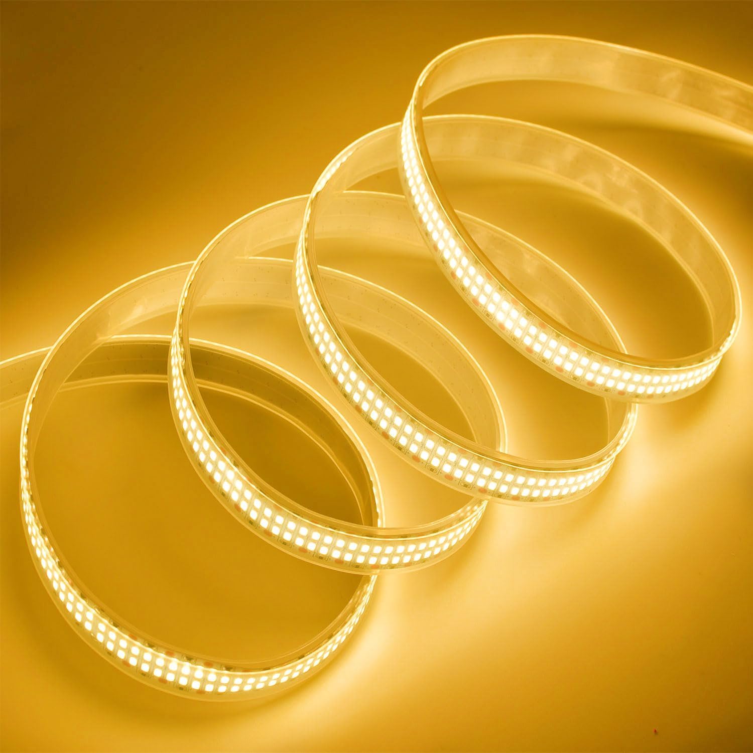 SUYOOULIN LED Strip Lights, 16.4ft Dimmable DC 12V SMD 2835 Double Rows 2400 LEDs 52000LM Super Bright LED Ribbon Strip, Tube Waterproof IP67 for Home Party Decoration (Warm White 3500K)