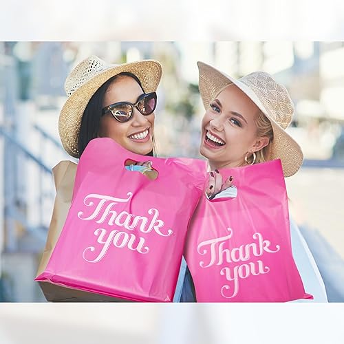 Miniatura 5 de FloraSea 100 bolsas de agradecimiento rosas de 12 x 15 pulgadas, bolsas de mercancía, bolsas de compras para bolsas de regalos, boutique, venta al