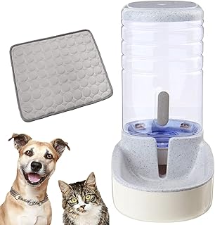 PINVNBY Cat and Dog Automatic Feeder and Water Dispenser 1 Gallon Gravity Food and Water Feeder Pet Water Jug for Small Me...