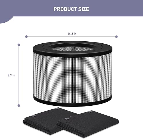 Miniatura 5 de Ontheone 50250-S - Juego de filtros HEPA de repuesto y prefiltro de carbono compatible con purificador de aire Honey-well 24000 24500 50250-S 52500,