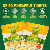 Vista 2 de TropiSnack Simply Natural Dry Pineapple Tidbits sin azúcar añadido, sin gluten, sin grasa, vegano, kosher, paquete de 4 unidades de 1.76 onzas cada