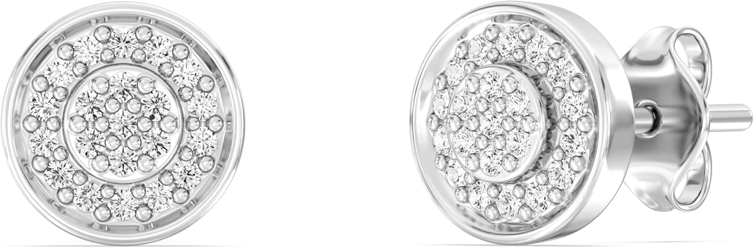 Itsy Bitsy by Gilded Sterling Silver Diamond Stud Earrings, 1/6 CTTW, SI1 F-Color Lab Grown Diamonds, Push Back