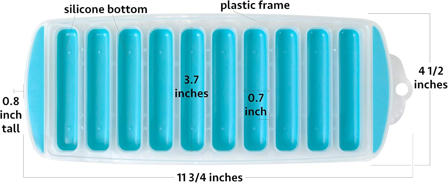 Iconikal Silicone-Bottom Stick Tube Ice Cube Tray Set 4-Pack, Light Blue