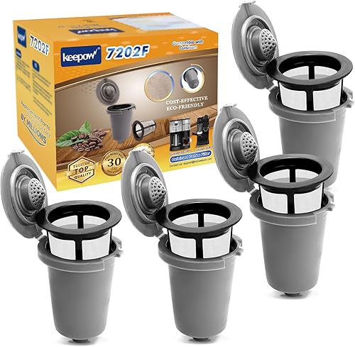 KEEPOW 4 vasos de filtro reutilizables para cafetera Cuisinart, filtros de café reutilizables para cafetera de una sola porción