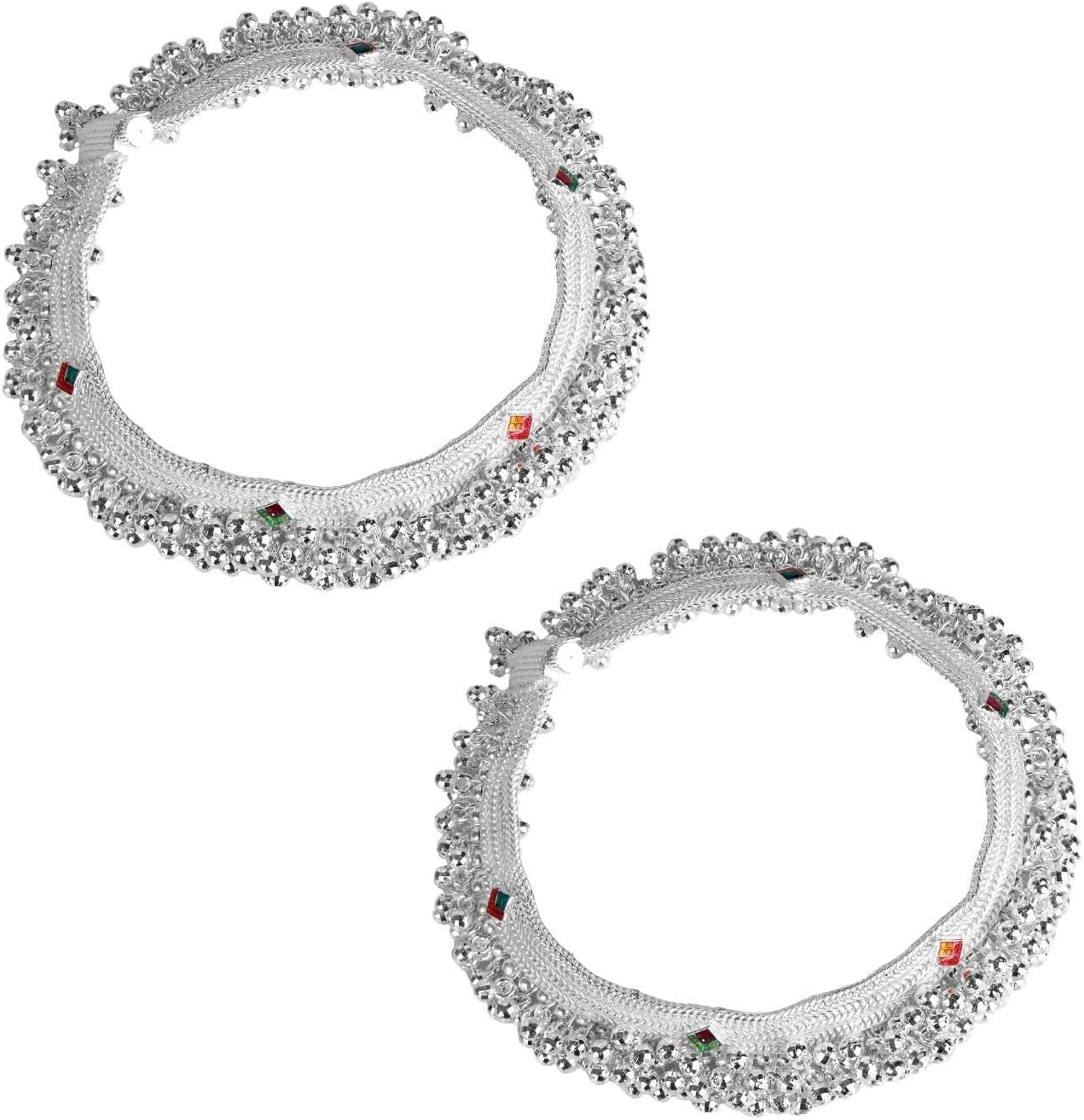 Efulgenz Silver Tone Indian Anklets for Women Bridal Wedding Ankle Bracelet Pair Ghungroo Anklet Set Dainty Chain Anklet with Bell Charms Ankle Jewelry Payal Beach Barefoot Feet Jewelry
